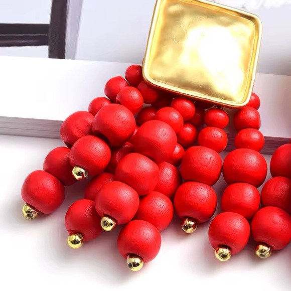 Zara Red Cascade Beaded Earrings - Picture 12 of 13